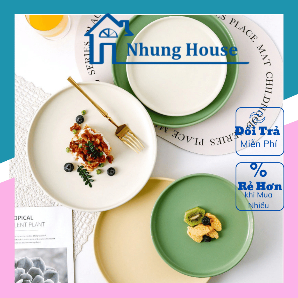 Dĩa sứ tròn ceramic đủ màu phong cách sang trọng, trang trí bàn ăn ...