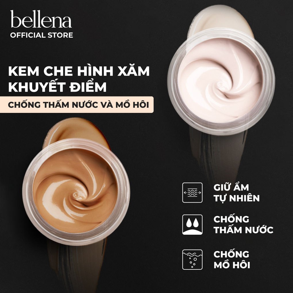 Kem che hình xăm sẹo khuyết điểm chống nước lì lâu trôi Bellena Tattoo Concealer Cream
