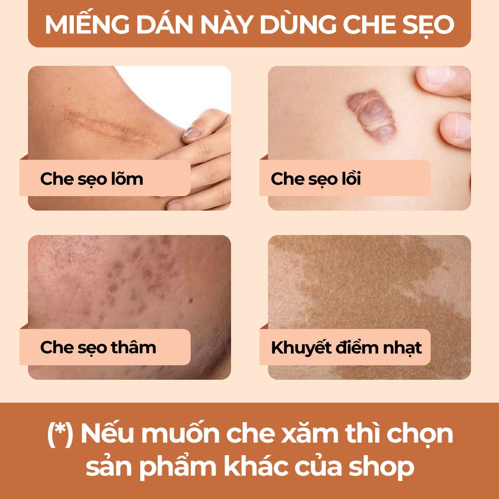 Miếng dán che sẹo khuyết điểm nốt ruồi sẹo lồi sẹo lõm mụn tiệp màu da Bellena S1