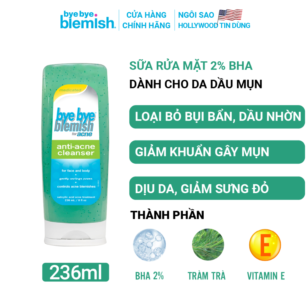Ảnh Combo Sữa Rửa Mặt BHA 2% + Chấm Mụn/ Chấm Thâm Mụn Bye Bye Blemish Giúp Sạch Da, Giảm Mụn/Thâm Nhanh 1