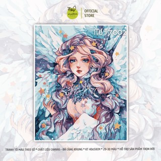 Tranh tô màu theo số, tranh số hóa, THIÊN THẦN, NÀNG THƠ, có khung 40x50cm- T7002