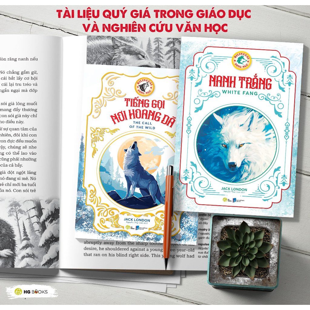 Ảnh Sách song ngữ Tiếng Gọi Nơi Hoang Dã và Nanh Trắng tác giả Jack London, sách kinh điển HG Books 3