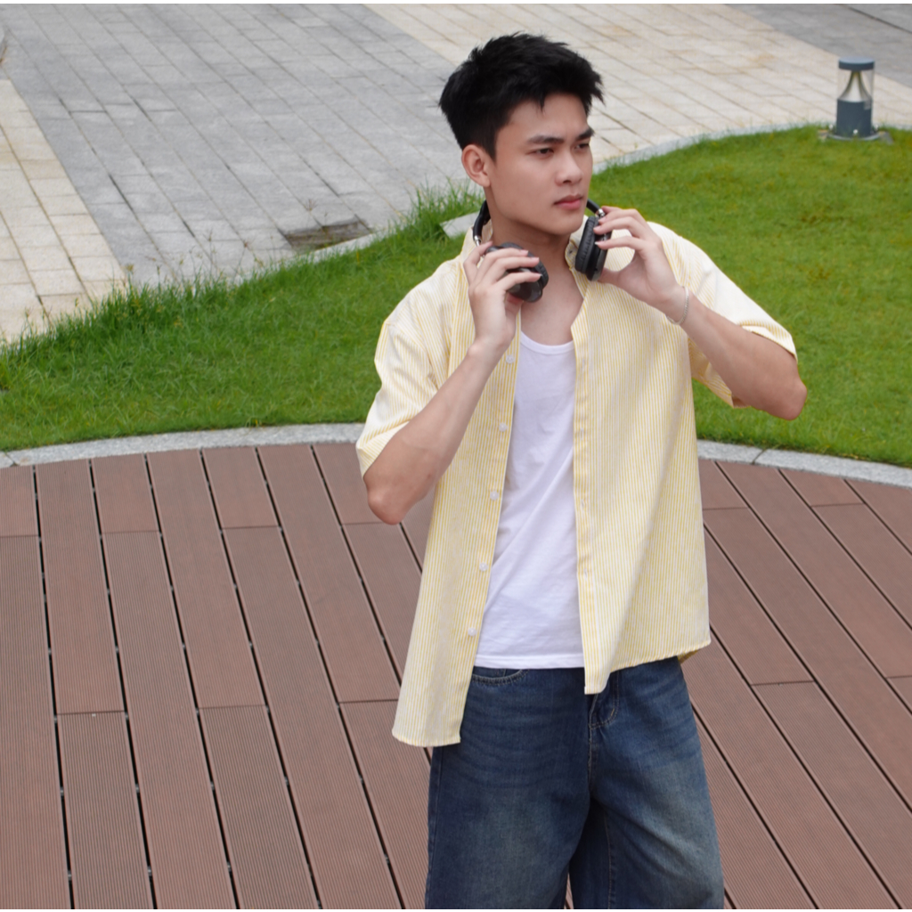 Áo Sơ Mi Kẻ Sọc Nam Nữ Unisex Ngắn Tay Chất Liệu Oxford Dày Dặn Oversized Local Brand HALLEY A8