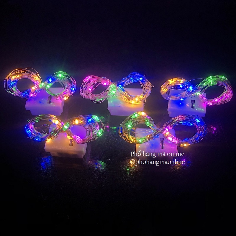 Dây Đèn led đom đóm sẵn pin dài 2m trang trí sinh nhật, mẹt tết, giáng sinh noel, bó hoa, Trung thu