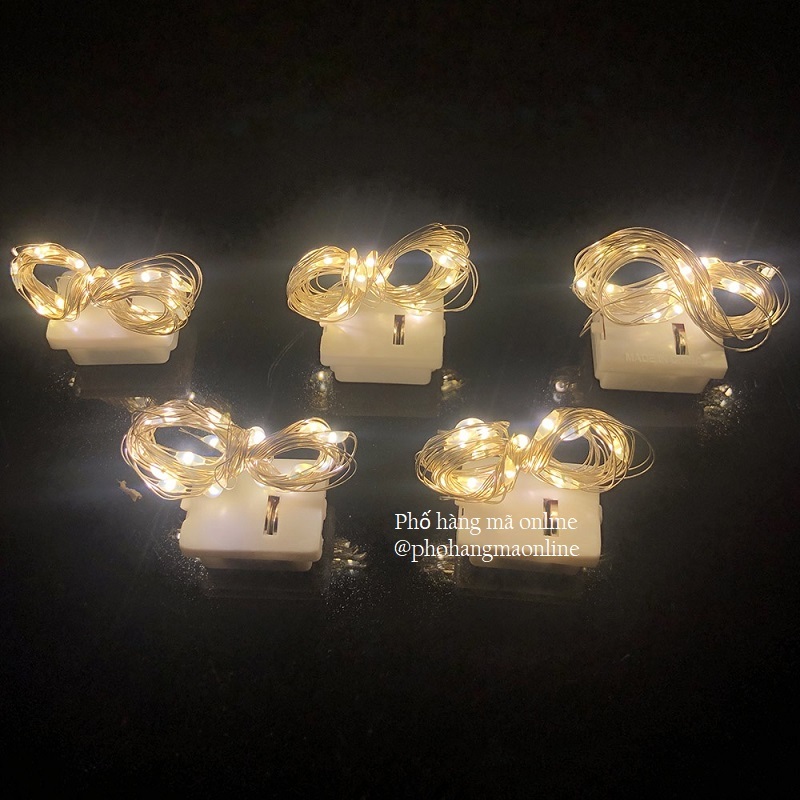 Dây Đèn led đom đóm sẵn pin dài 2m trang trí sinh nhật, mẹt tết, giáng sinh noel, bó hoa, Trung thu