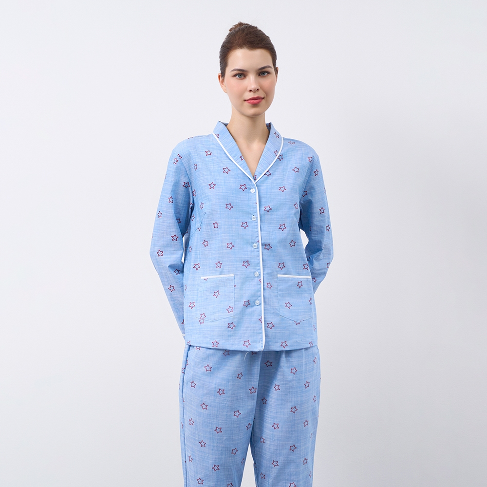 Ảnh Bộ piijama bâu sam tay dài, chất liệu kate cho mùa Thu Đông BKD162W81 1