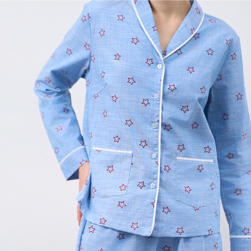 Ảnh Bộ piijama bâu sam tay dài, chất liệu kate cho mùa Thu Đông BKD162W81 3