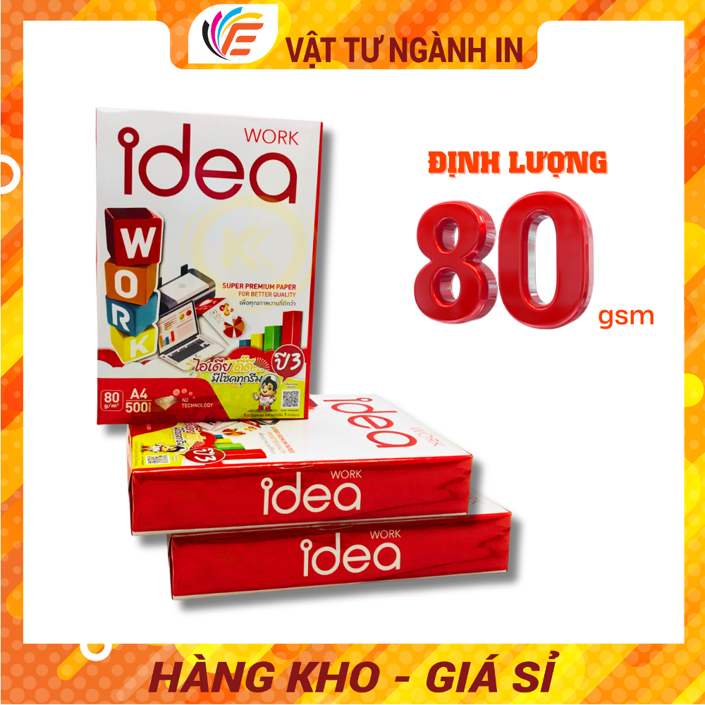 Giấy Photo IDea A4 Định Lượng 70gsm 80gsm Hàng Nhập Khẩu Thái Lan Giấy In Hàng Chính Hãng