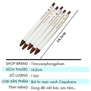 Bút Bi Capybara Mực Xanh Cute Bấm Xinh Đồ Dùng Học Tập Dễ Thương Timo VPB42