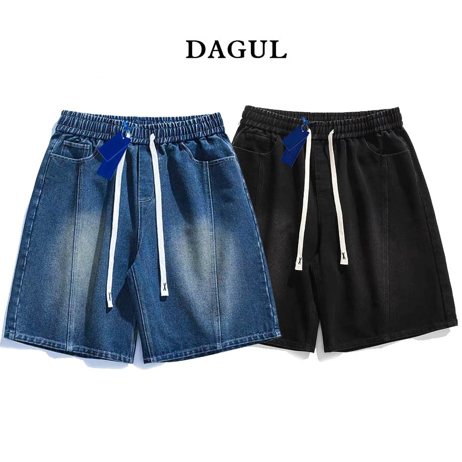 Quần sooc denim DAGUL trên gối, chất vải denim mền mặc thoáng mát phối ...