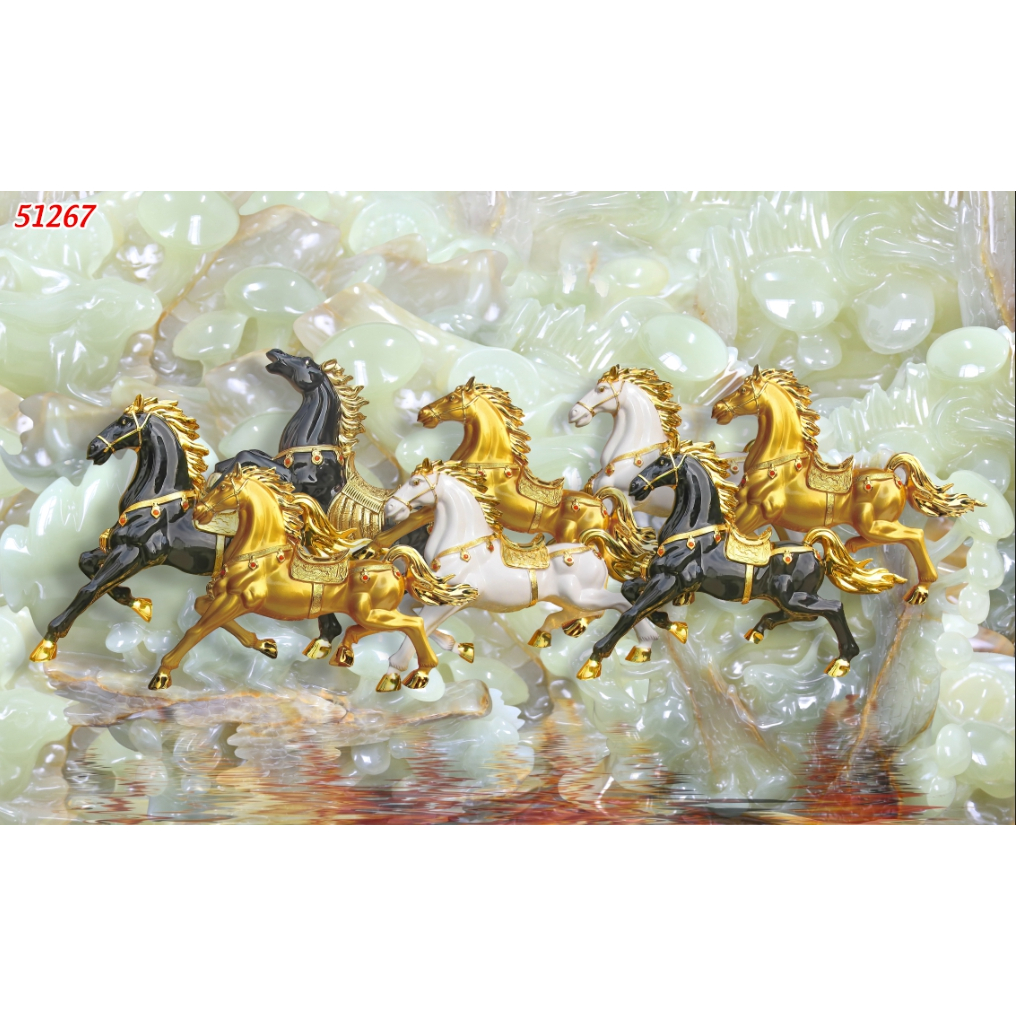 ATranh Mã Đáo Thành Công Tranh Dán Tường 3D Vải Lụa Kim Sa.....