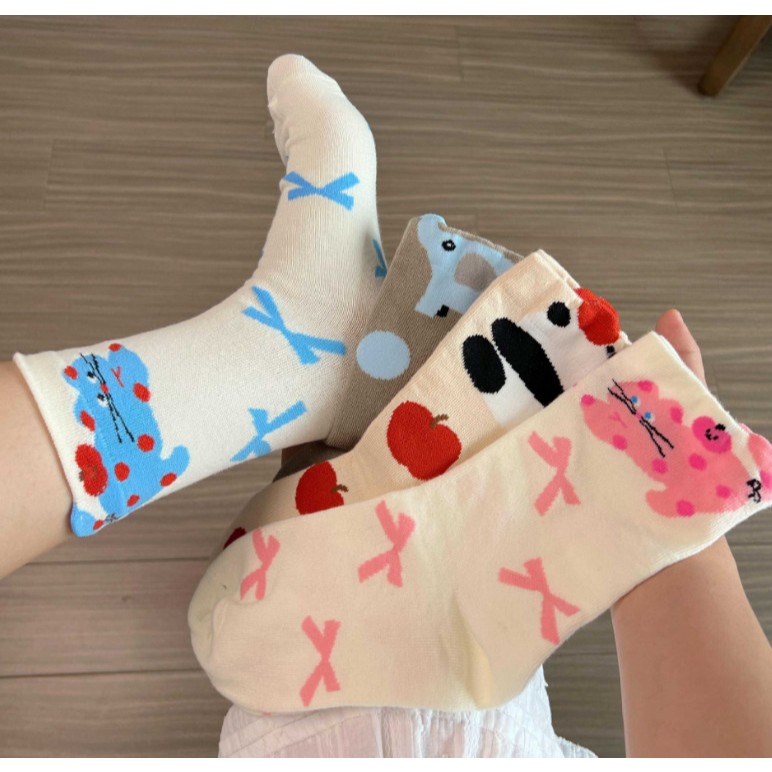 Vớ Tất họa tiết icon 6 màu cổ cao phong cách thể thao, năng động.