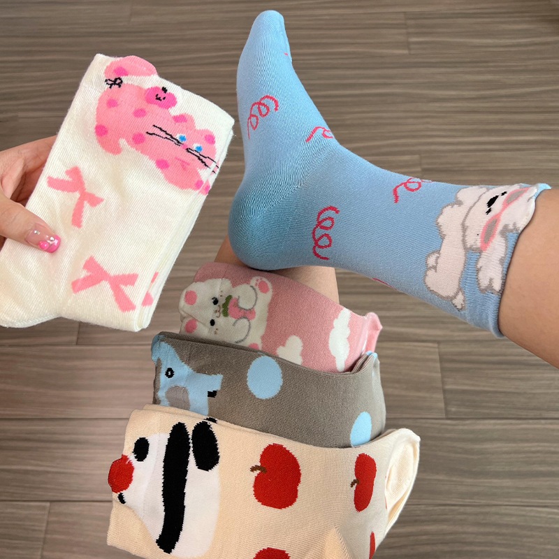 Vớ Tất họa tiết icon 6 màu cổ cao phong cách thể thao, năng động.
