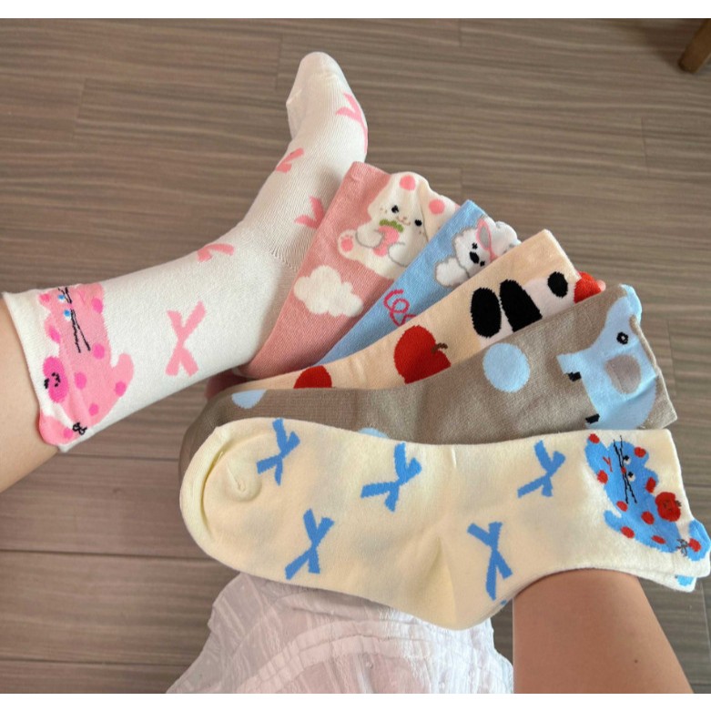 Vớ Tất họa tiết icon 6 màu cổ cao phong cách thể thao, năng động.