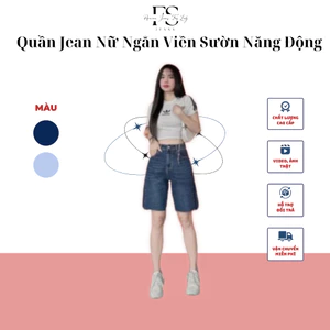 Quần shorts ngố Jean Co Giãn Cạp Cao VNXK - Phong Cách Hàn Quốc Trẻ Trung Năng Động