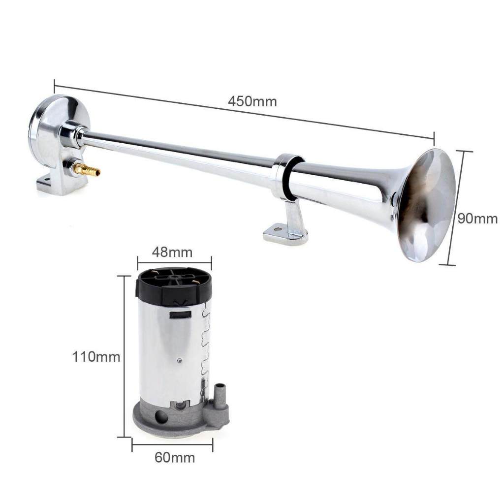 Còi Sinh Hơi/ Kèn Sinh Hơi Điện 12v, 24v - WARCO  Dài 45cm/38cm Dùng Cho Xe Ô Tô, Xe Tải 110-120DB