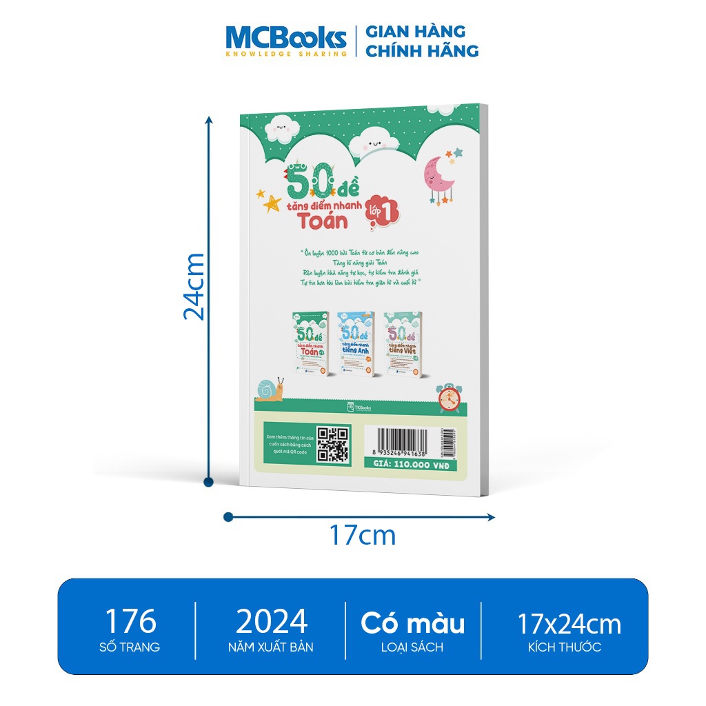 Sách - Ôn thi lớp 1 - 50 đề tăng điểm nhanh môn Toán, Văn, Anh (Theo chương trình mới)