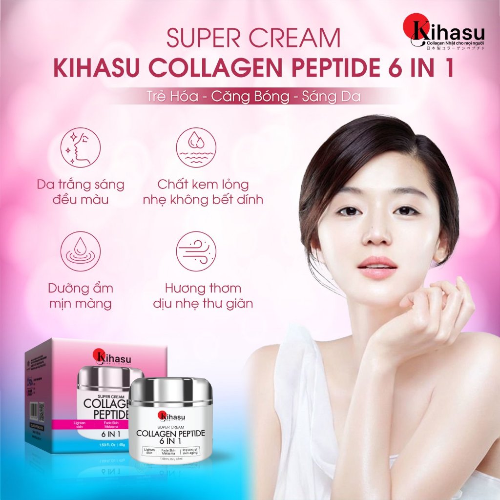 Ảnh Bộ 2 Kem Dưỡng Collagen Kihasu 6in1 Dưỡng Da Trắng Sáng Đều Màu, Cung Cấp Độ Ẩm, Giúp Da Săn Chắc, Đàn Hồi, Trẻ Trung 3