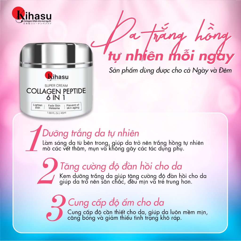Ảnh Bộ 2 Kem Dưỡng Collagen Kihasu 6in1 Dưỡng Da Trắng Sáng Đều Màu, Cung Cấp Độ Ẩm, Giúp Da Săn Chắc, Đàn Hồi, Trẻ Trung 2