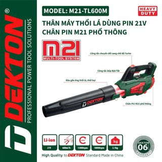 Máy Thổi Lá Dùng Pin 21V Dekton M21-TL600M -  Chân Pin Phổ Thông.