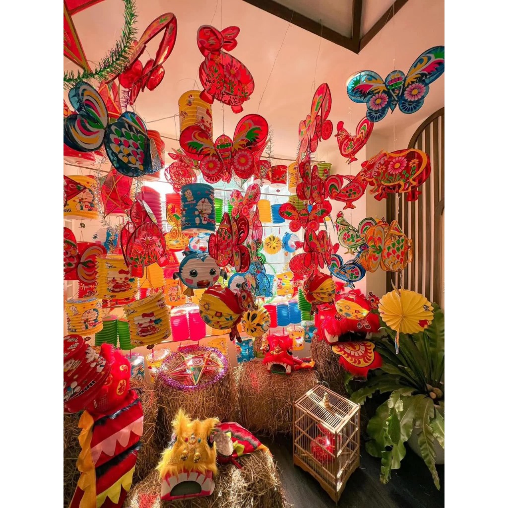 Đèn lồng trung thu giấy kiếng truyền thống trang trí trung thu - Kem Shop K40