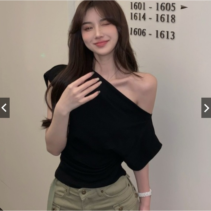 Áo croptop trễ vai cánh dơi nữ, áo crt ngắn tay gợi cảm thun cotton đen trắng