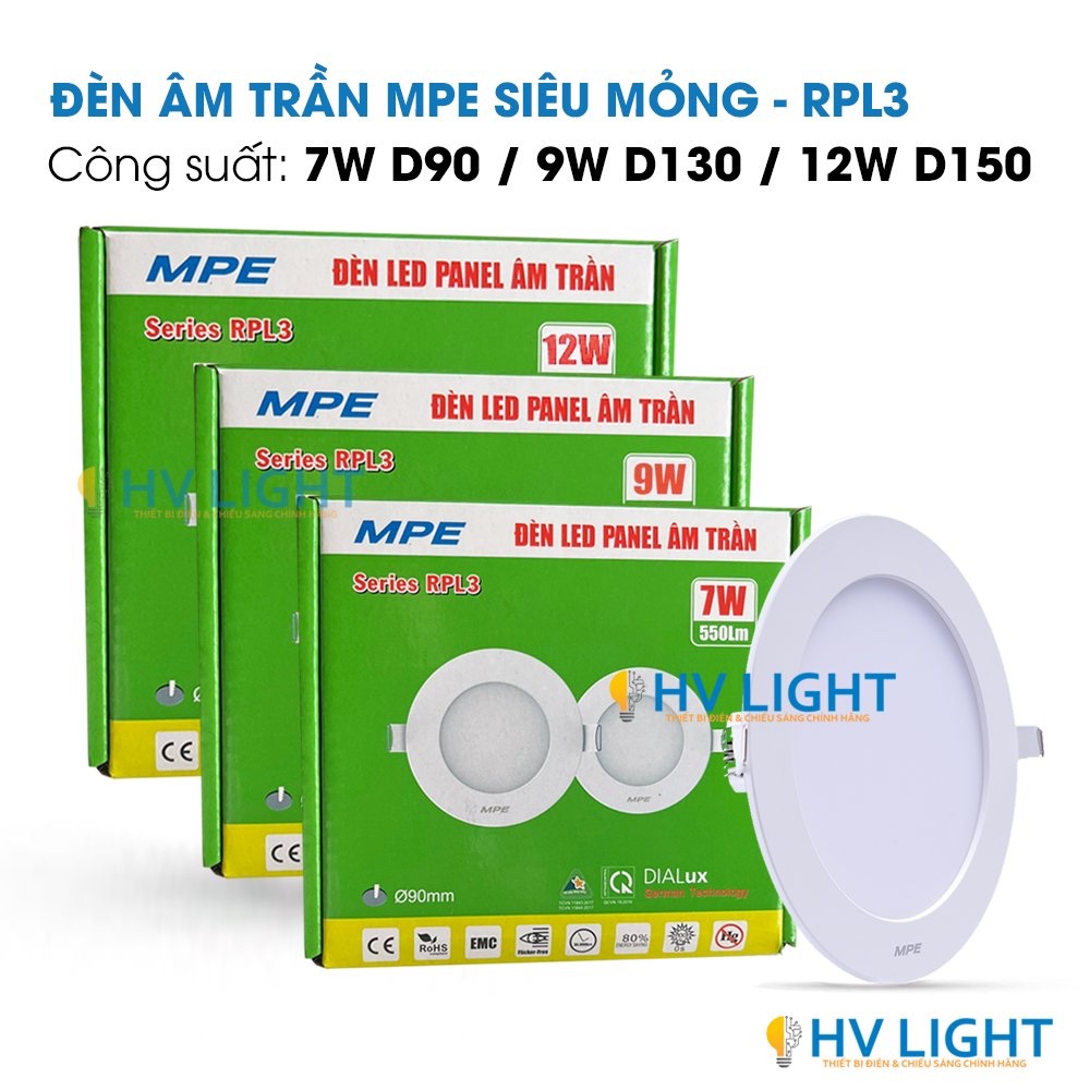 Đèn LED âm trần MPE RPL3 - HÀNG CHÍNH HÃNG - Thiết kế siêu mỏng, lắp ...