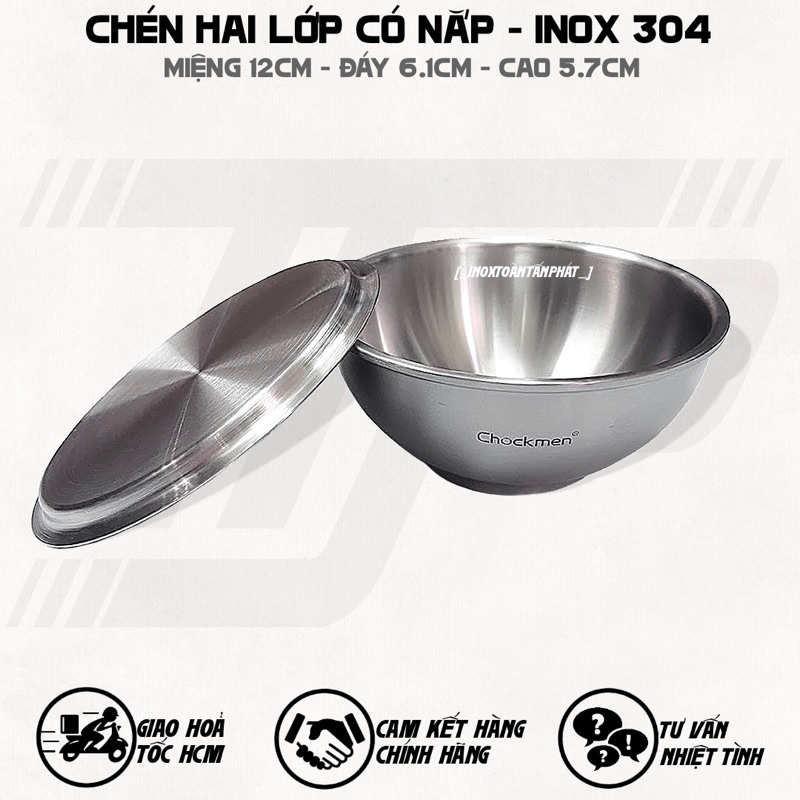 Chén Inox Cách Nhiệt Có Nắp - Chén Hai Lớp Inox 304 - Chén Cách Nhiệt ...