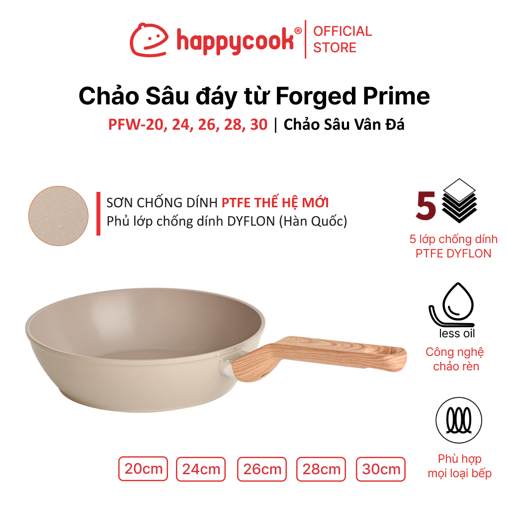 Ảnh Chảo Sâu chống dính đáy từ Forged Prime 20, 24, 26, 28, 30CM, HAPPYCOOK 1
