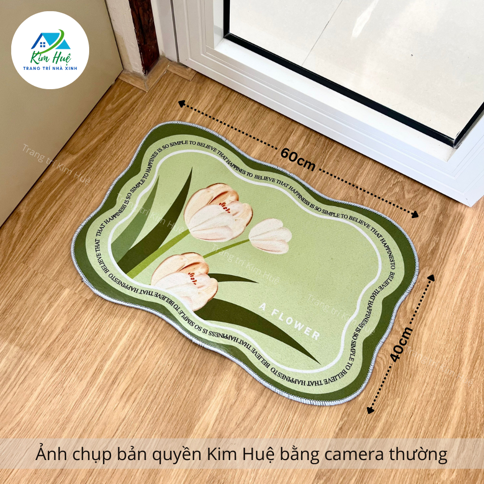 Thảm chùi chân nhà bếp, phòng tắm bali thấm hút nước, đế cao su chống trơn trượt 40x60cm - Trang trí Kim Huệ X01