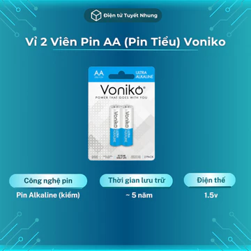 Pin Voniko AA, Pin AAA USA Mỹ Cao Cấp - Pin AA Alkaline (Pin Tiểu) Vỉ 2 Viên BH Lỗi 1 Đổi 1