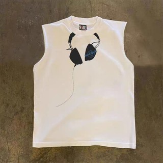 Áo Tanktop Cổ Tròn Nam Nữ Đẹp Phối Họa Tiết Tai Nghe Sành Điệu,Chất Liệu Cotton Mềm Mịn Thấm Hút Mồ Hôi Cực Tốt
