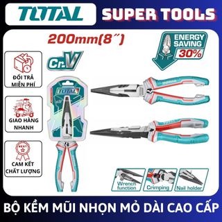 ĐỒ NGHỀ TOTAL Kềm mũi nhọn mỏ dài cao cấp 6”/160MM THT220606S - 8”/200MM THT220806S