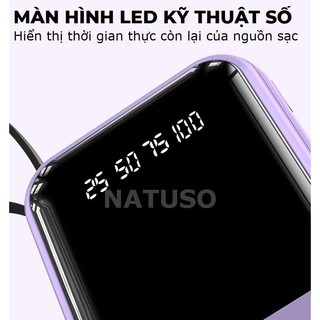 sạc dự phòng baese 10000 mah, liền dây, sạc nhiều thiết bị, đèn Led, bảo hành 12 tháng