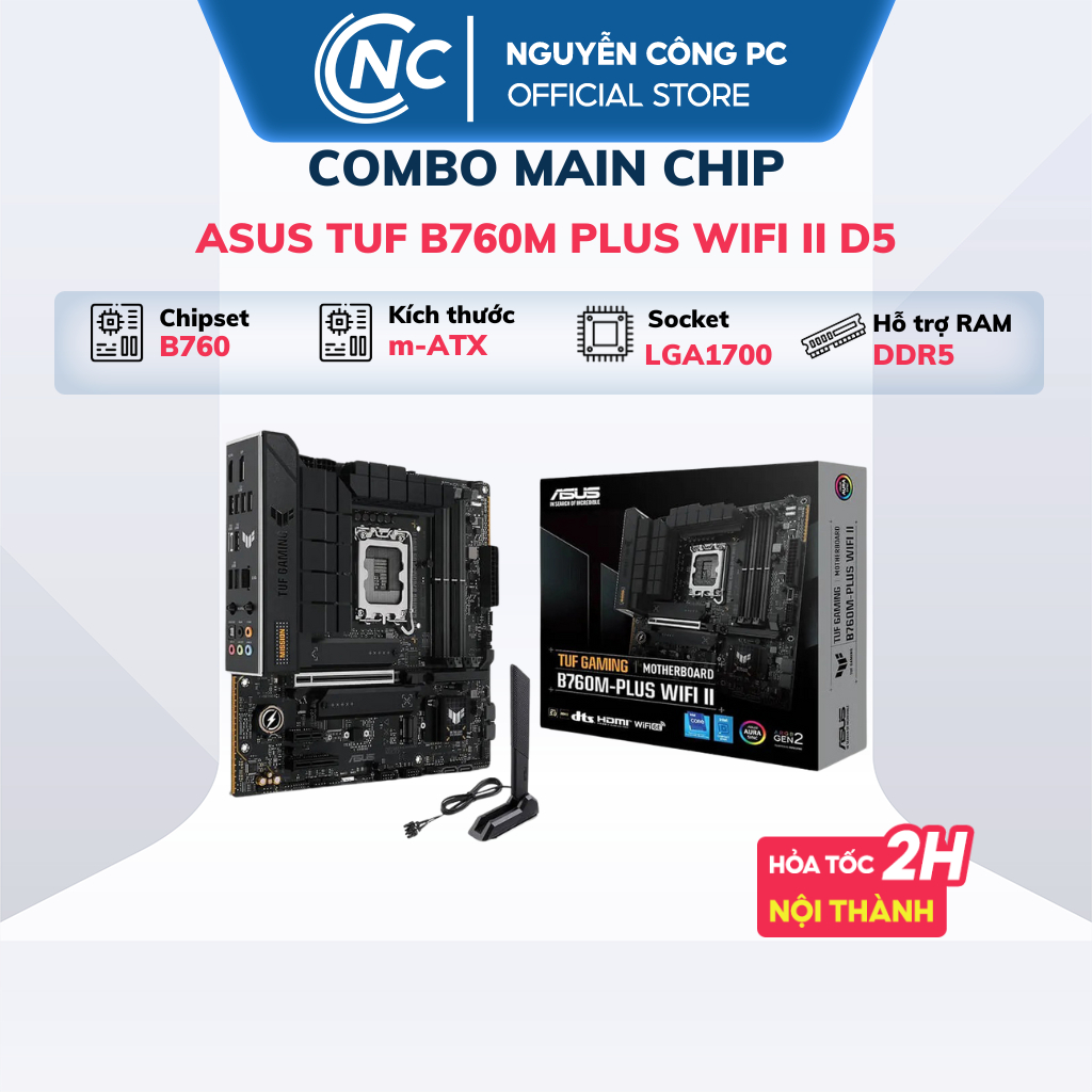 Bo mạch chủ Main Asus TUF Gaming B760M - PLUS WIFI II DDR5 | DDR4 - Hàng chính hãng bảo hành 36 Tháng