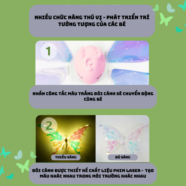 Đồ Chơi Cánh Bướm Phát Sáng Bộ Cánh Tiên Bé Gái Cánh Thiên Thần Cho Bé Đôi Cánh Thiên Thần - PUPU HOUSE