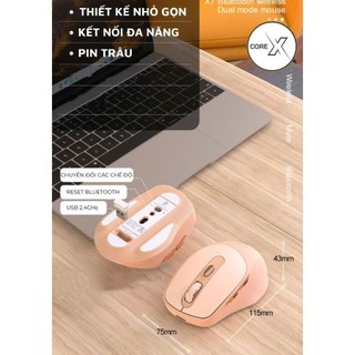 Chuột Không Dây Máy Tính Bluetooth X7 Wireless Pin Sạc Kết Nối 2 Chế Độ Cho Mọi Thiết Bị Máy Tính, LaptopChuột Không Dây