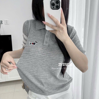 Áo len polo cổ bẻ cún thom sọc tay, áo len lỗ tổ ong thoáng mát 560