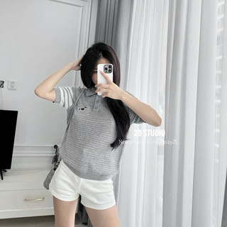 Áo len polo cổ bẻ cún thom sọc tay, áo len lỗ tổ ong thoáng mát 560