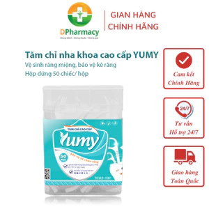 Tăm chỉ nha khoa cao cấp YUMY TC02-131, vệ sinh răng miệng hộp nhựa đứng 50 chiếc/ hộp