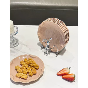 Set 5/6 chiếc đĩa sứ đựng trang trí kèm giá đỡ sang trọng