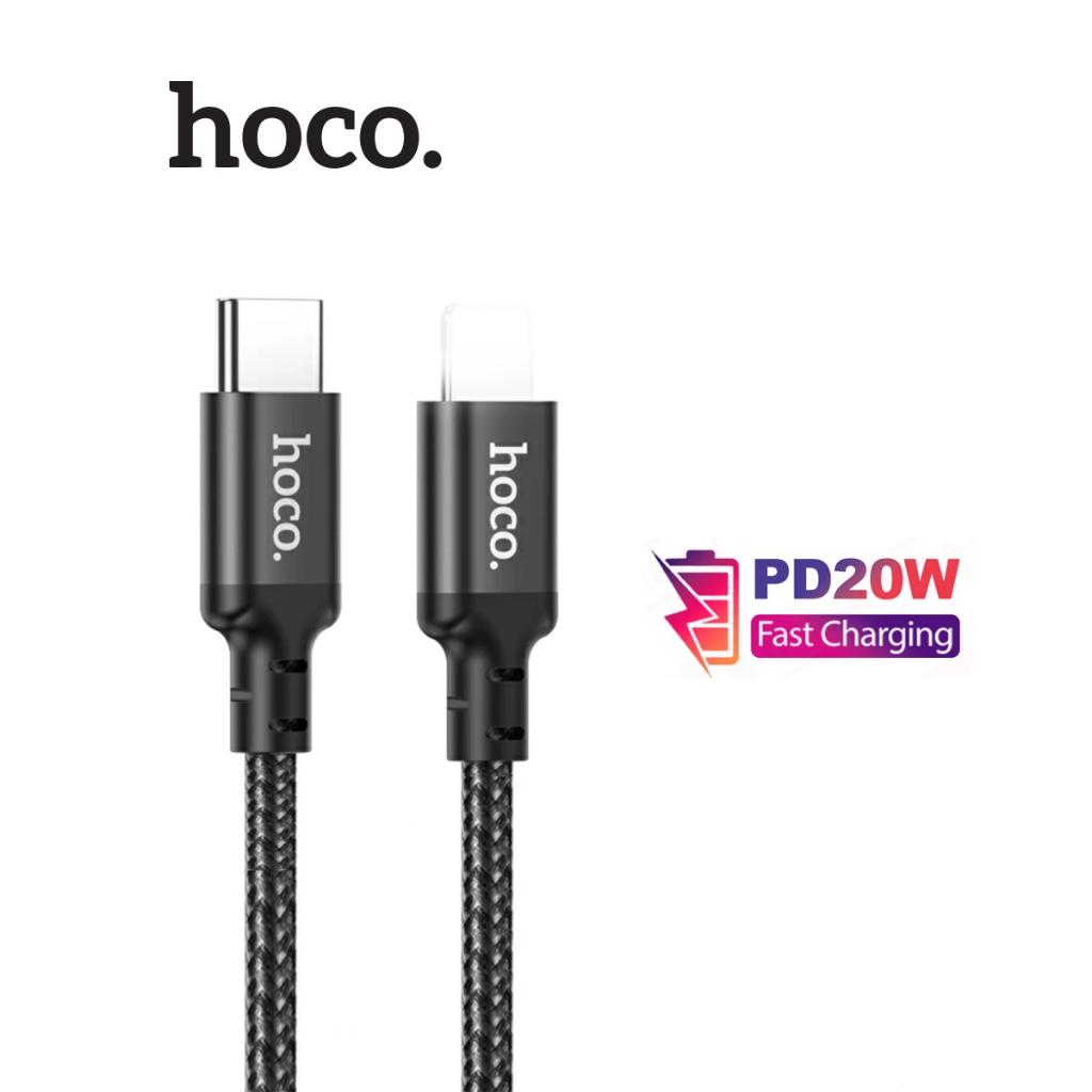 Cáp sạc Hoco X14/X89 TypeC to IP PD20W 3.0A dùng cho ip 14 trở xuống, dây bọc dù chống đứt, gãy gập, dài 1m/2m (ĐEN)