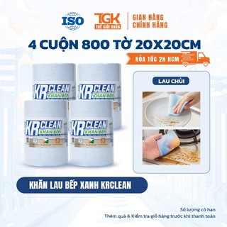 [Combo 4] Cuộn khăn giấy lau bếp xanh KRCLEAN 800 tờ 20x20cm - Khăn lau đa năng, siêu thấm hút, lau mọi bề mặt tiện lợi