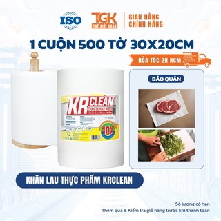 Khăn giấy đa năng, giấy lau thực phẩm size 30x20cm 500 tờ KRCLEAN thấm hút, lau thịt cá, bảo quản rau củ