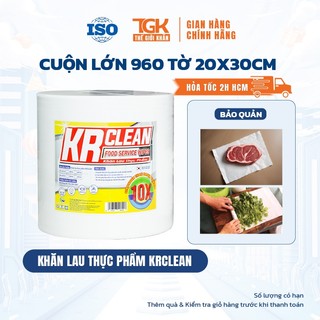 Cuộn khăn giấy thấm thực phẩm KRCLEAN 960 tờ 5kg - Khăn bảo quản rau củ, lau thịt cá, siêu thấm đa năng