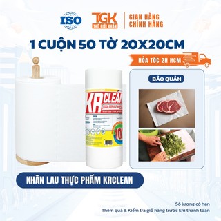 [Combo 2] Cuộn khăn giấy thấm thực phẩm KRCLEAN 50 tờ 20x20cm - Khăn bảo quản rau củ, lau thịt cá, siêu thấm đa năng