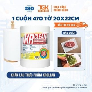 Cuộn khăn giấy thấm thực phẩm KRCLEAN 470 tờ 20x22cm - Khăn bảo quản rau củ, lau thịt cá, siêu thấm đa năng