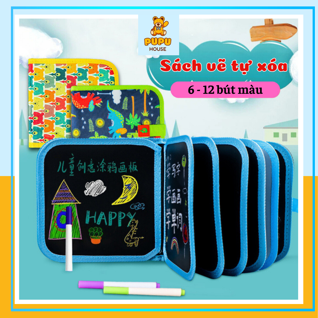 Sách Vẽ Tô Màu Xóa Được Sách Vẽ Tự Xóa Kèm Bút Màu Cho Bé Đồ Chơi Montessori Tranh Vẽ Tô Màu Cho Bé - PUPU HOUSE
