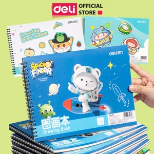 Vở Vẽ Học Sinh Tập Tô Màu Cho Bé Deli - Sổ Tô Màu Lò Xo Kép 60 Trang Sổ Vẽ Học Sinh Giấy Dày Mịn Chất Liệu