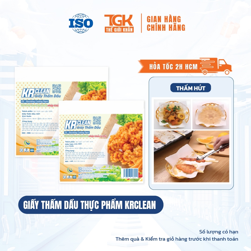 Giấy thấm dầu thực phẩm KRCLEAN 80 tờ dày/mỏng - Giấy thấm hút dầu thức ăn, giảm chất béo, an toàn thực phẩm | BigBuy360 - bigbuy360.vn